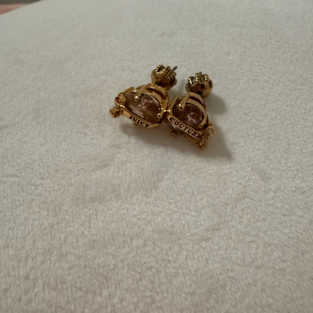 Juicy Couture Light Pink Gem with Gold Banner Earrings